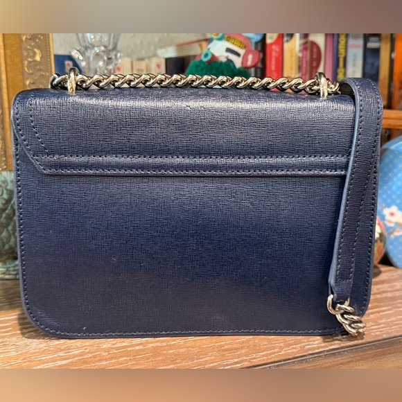 Furla Navy Blue Crossbody with Gold Tone Studs EUC - Picture 4 of 16